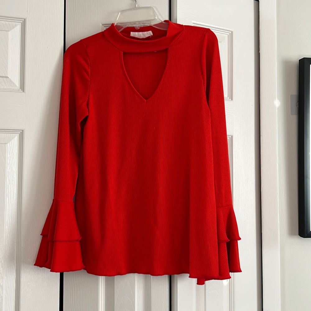 Red Bell Sleeve Top